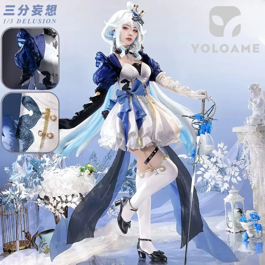 【三分妄想】原神 フリーナ コスプレ衣装 Furina 水色アリス　同人衣装 コスチューム 1/3Delusion